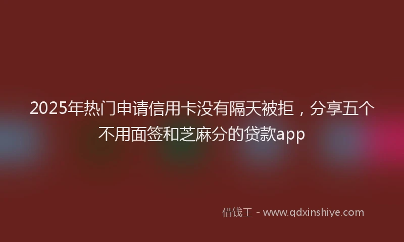 2025年热门申请信用卡没有隔天被拒，分享五个不用面签和芝麻分的贷款app