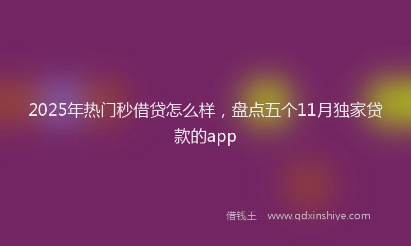 2025年热门秒借贷怎么样，盘点五个11月独家贷款的app