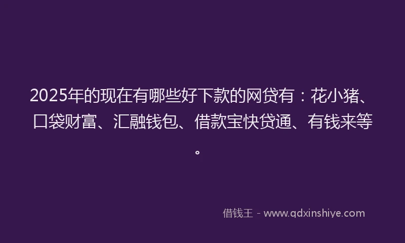 2025年的现在有哪些好下款的网贷有：花小猪、口袋财富、汇融钱包、借款宝快贷通、有钱来等。