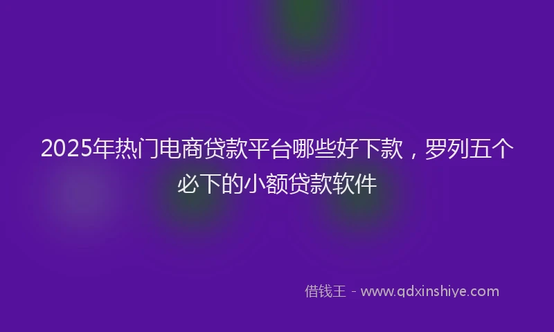 2025年热门电商贷款平台哪些好下款，罗列五个必下的小额贷款软件