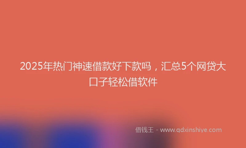 2025年热门神速借款好下款吗，汇总5个网贷大口子轻松借软件