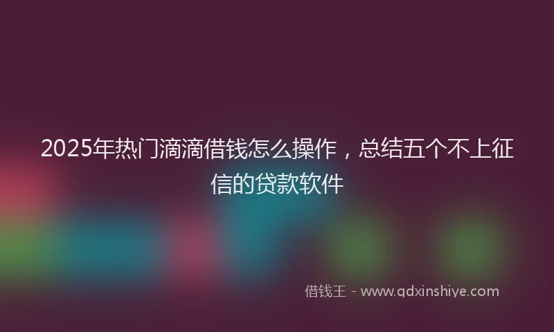 2025年热门滴滴借钱怎么操作，总结五个不上征信的贷款软件