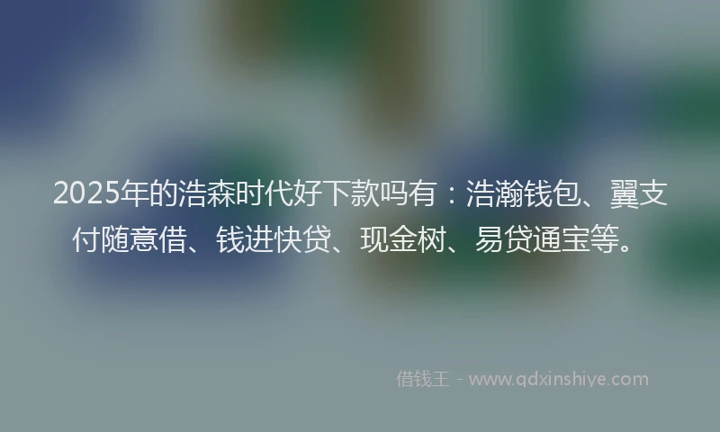 2025年的浩森时代好下款吗有：浩瀚钱包、翼支付随意借、钱进快贷、现金树、易贷通宝等。