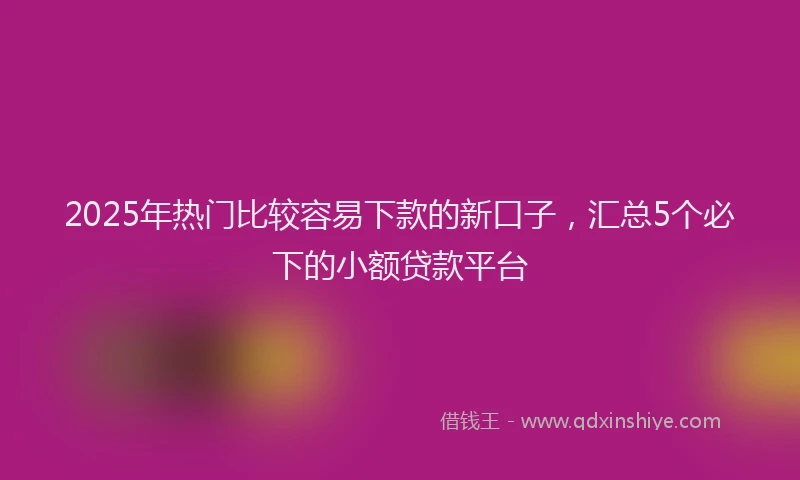 2025年热门比较容易下款的新口子，汇总5个必下的小额贷款平台