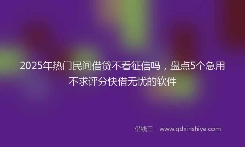 2025年热门民间借贷不看征信吗，盘点5个急用不求评分快借无忧的软件