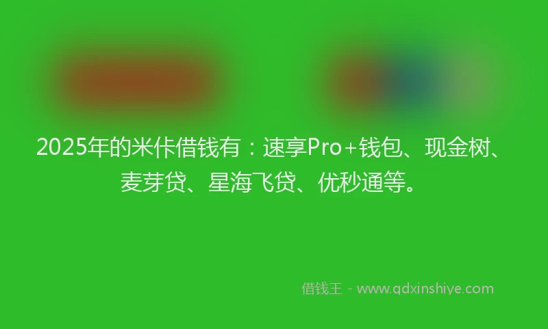 2025年的米佧借钱有：速享Pro+钱包、现金树、麦芽贷、星海飞贷、优秒通等。