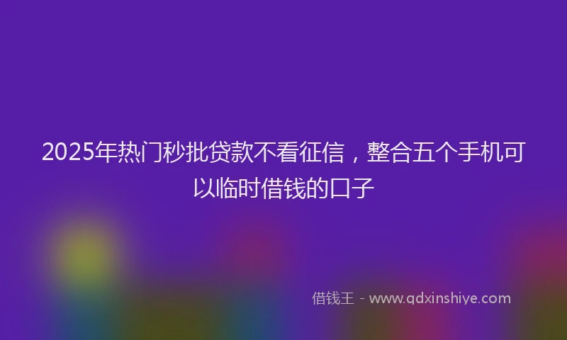 2025年热门秒批贷款不看征信，整合五个手机可以临时借钱的口子