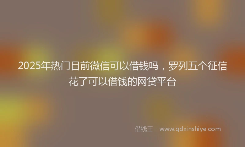 2025年热门目前微信可以借钱吗，罗列五个征信花了可以借钱的网贷平台