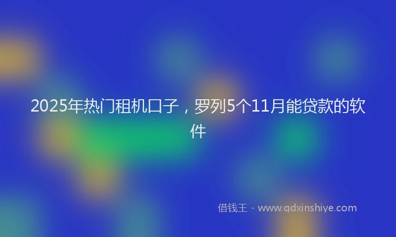 2025年热门租机口子，罗列5个11月能贷款的软件