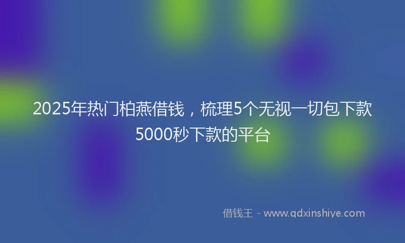2025年热门柏燕借钱，梳理5个无视一切包下款5000秒下款的平台