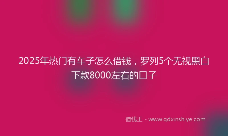 2025年热门有车子怎么借钱，罗列5个无视黑白下款8000左右的口子