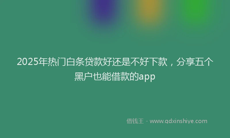 2025年热门白条贷款好还是不好下款，分享五个黑户也能借款的app