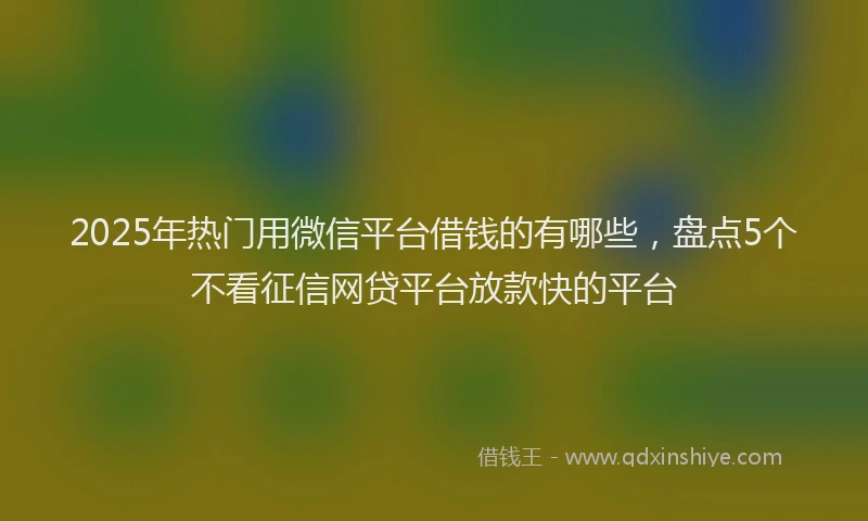 2025年热门用微信平台借钱的有哪些，盘点5个不看征信网贷平台放款快的平台