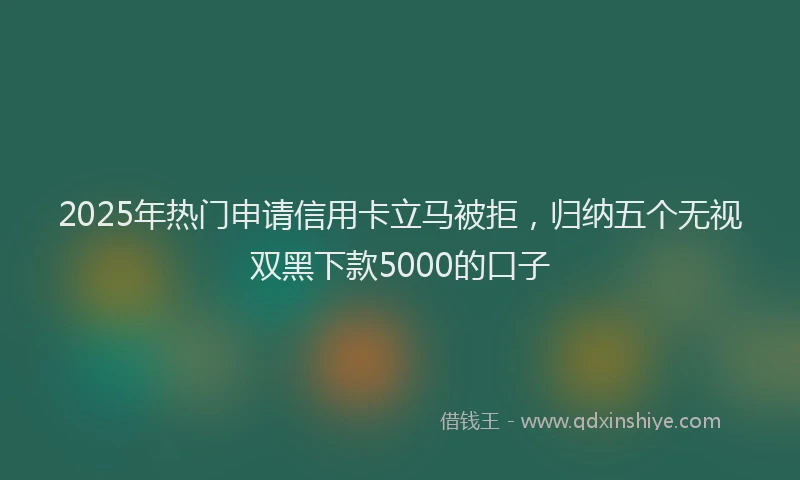 2025年热门申请信用卡立马被拒，归纳五个无视双黑下款5000的口子