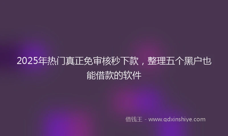 2025年热门真正免审核秒下款，整理五个黑户也能借款的软件