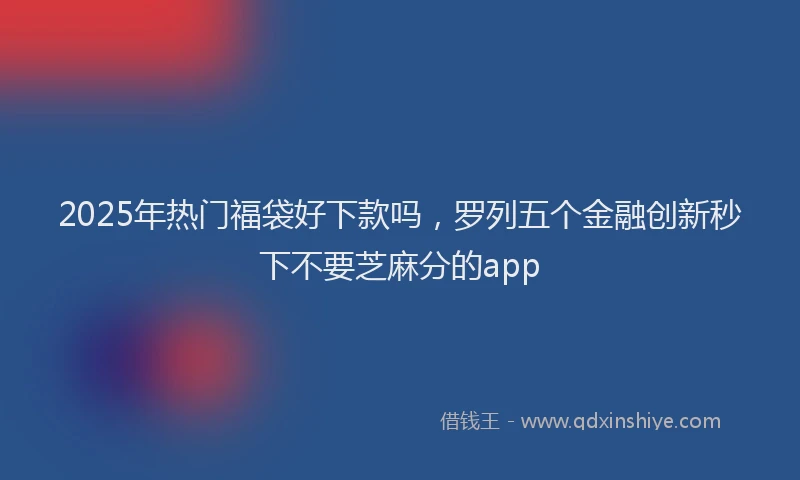 2025年热门福袋好下款吗，罗列五个金融创新秒下不要芝麻分的app