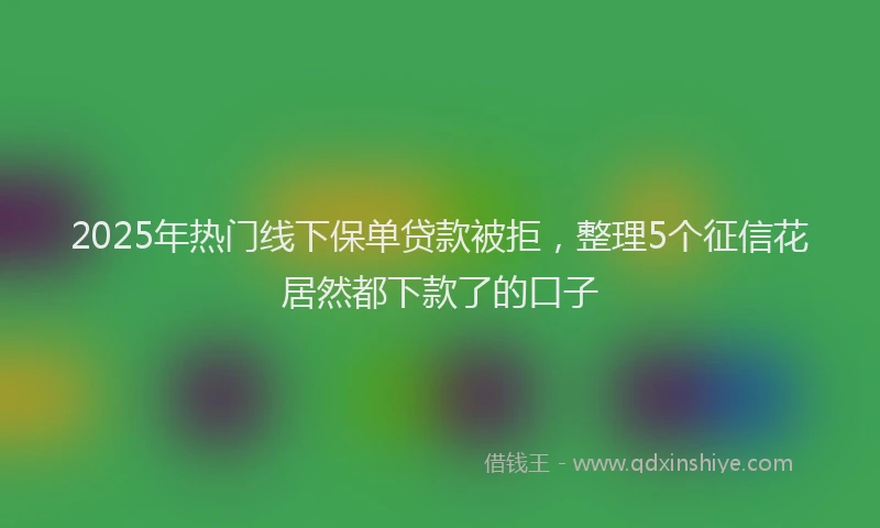 2025年热门线下保单贷款被拒，整理5个征信花居然都下款了的口子