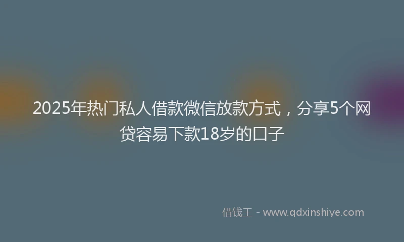2025年热门私人借款微信放款方式，分享5个网贷容易下款18岁的口子