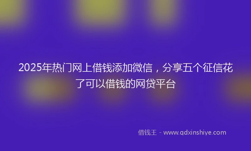 2025年热门网上借钱添加微信，分享五个征信花了可以借钱的网贷平台