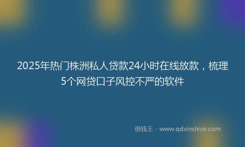 2025年热门株洲私人贷款24小时在线放款，梳理5个网贷口子风控不严的软件