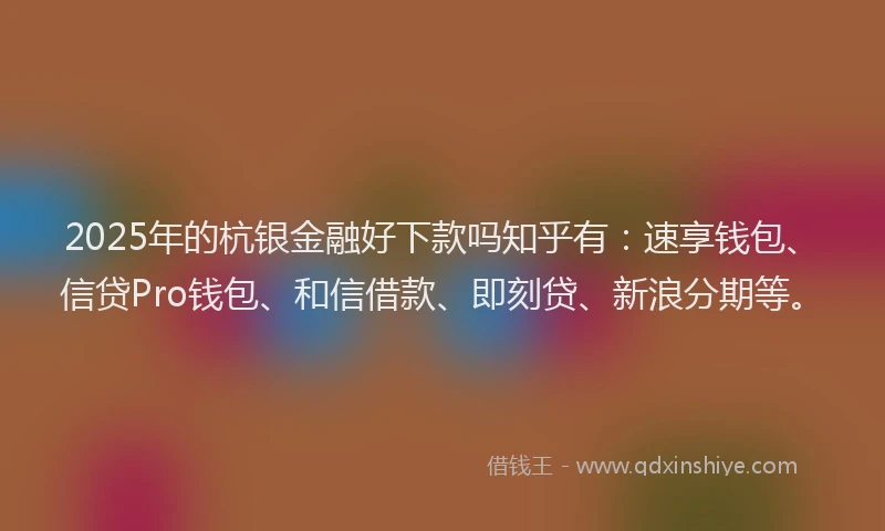 2025年的杭银金融好下款吗知乎有：速享钱包、信贷Pro钱包、和信借款、即刻贷、新浪分期等。