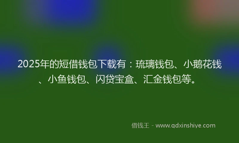 2025年的短借钱包下载有：琉璃钱包、小鹅花钱、小鱼钱包、闪贷宝盒、汇金钱包等。