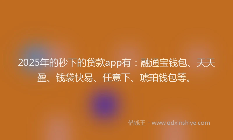 2025年的秒下的贷款app有：融通宝钱包、天天盈、钱袋快易、任意下、琥珀钱包等。