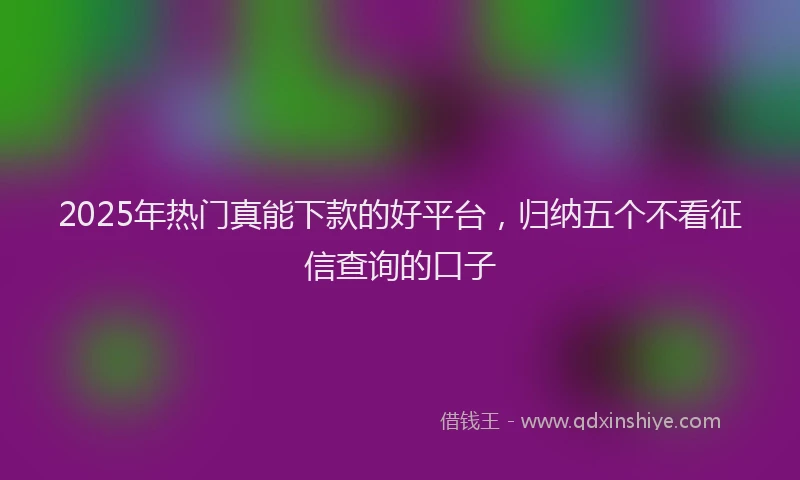 2025年热门真能下款的好平台，归纳五个不看征信查询的口子
