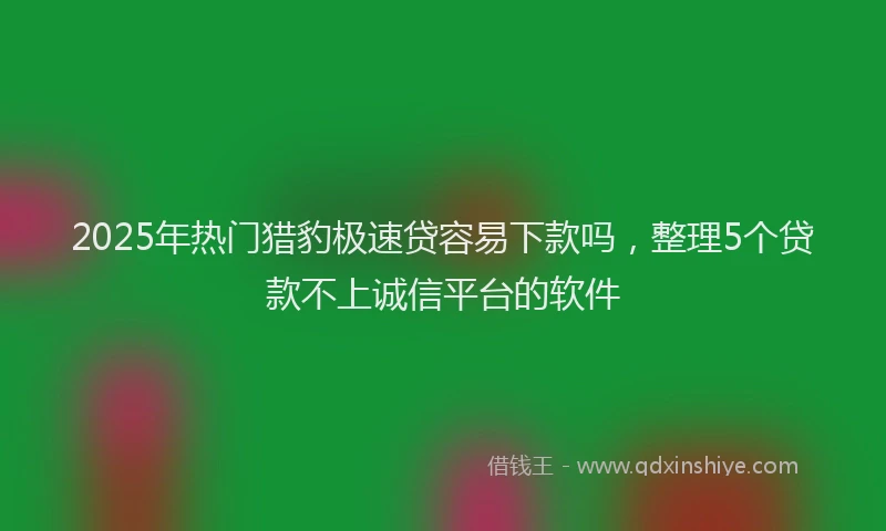 2025年热门猎豹极速贷容易下款吗，整理5个贷款不上诚信平台的软件