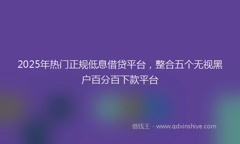 2025年热门正规低息借贷平台，整合五个无视黑户百分百下款平台