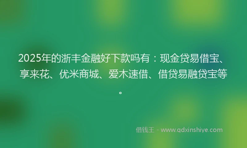 2025年的浙丰金融好下款吗有：现金贷易借宝、享来花、优米商城、爱木速借、借贷易融贷宝等。