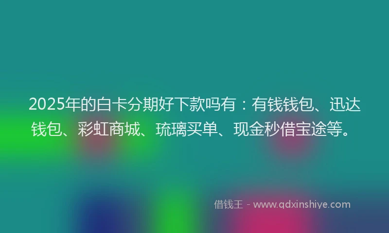 2025年的白卡分期好下款吗有：有钱钱包、迅达钱包、彩虹商城、琉璃买单、现金秒借宝途等。