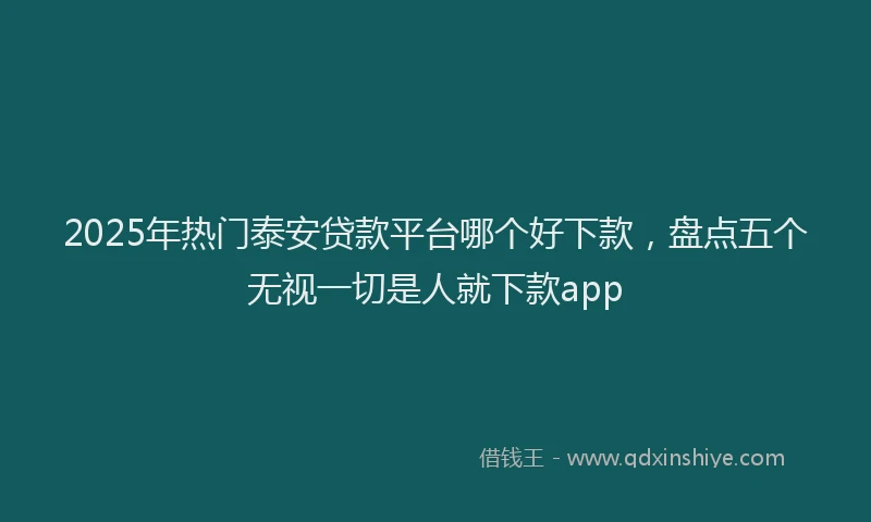 2025年热门泰安贷款平台哪个好下款，盘点五个无视一切是人就下款app