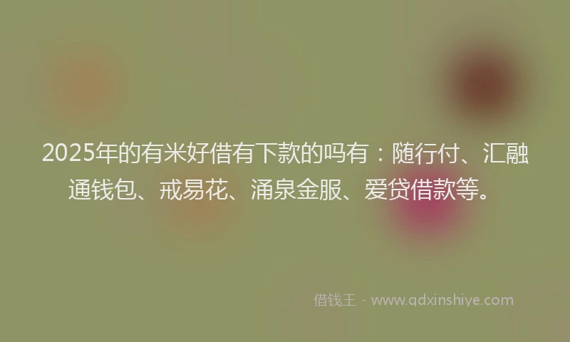 2025年的有米好借有下款的吗有：随行付、汇融通钱包、戒易花、涌泉金服、爱贷借款等。