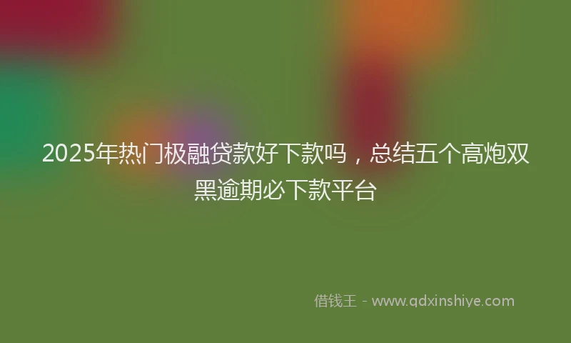 2025年热门极融贷款好下款吗，总结五个高炮双黑逾期必下款平台