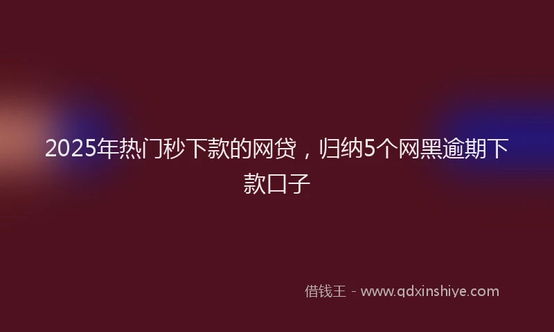 2025年热门秒下款的网贷，归纳5个网黑逾期下款口子