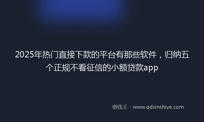 2025年热门直接下款的平台有那些软件，归纳五个正规不看征信的小额贷款app