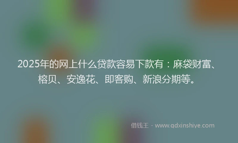 2025年的网上什么贷款容易下款有：麻袋财富、榕贝、安逸花、即客购、新浪分期等。