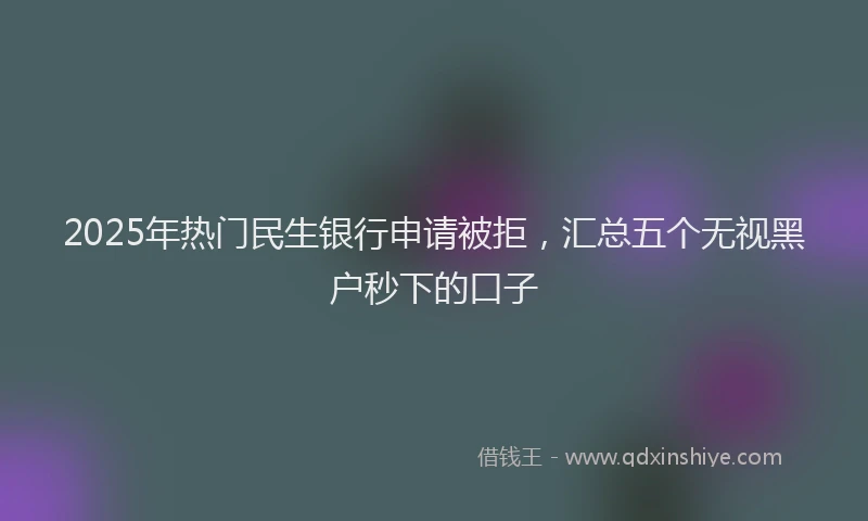 2025年热门民生银行申请被拒，汇总五个无视黑户秒下的口子
