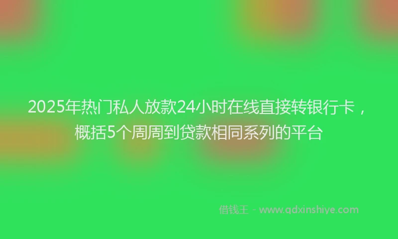 2025年热门私人放款24小时在线直接转银行卡，概括5个周周到贷款相同系列的平台