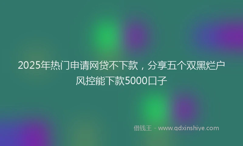 2025年热门申请网贷不下款，分享五个双黑烂户风控能下款5000口子