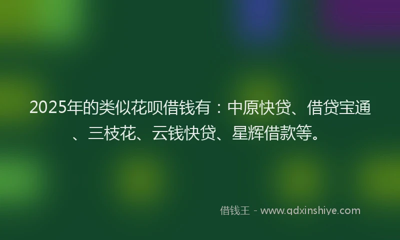 2025年的类似花呗借钱有：中原快贷、借贷宝通、三枝花、云钱快贷、星辉借款等。