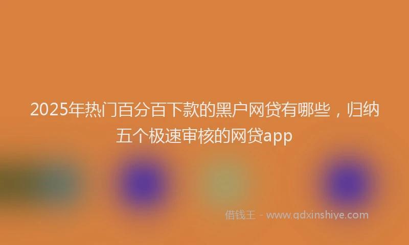 2025年热门百分百下款的黑户网贷有哪些，归纳五个极速审核的网贷app