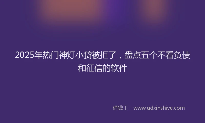 2025年热门神灯小贷被拒了，盘点五个不看负债和征信的软件