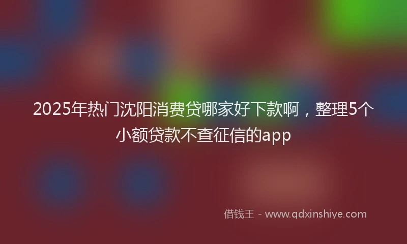 2025年热门沈阳消费贷哪家好下款啊，整理5个小额贷款不查征信的app