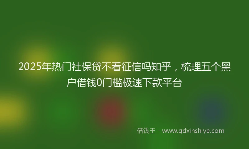 2025年热门社保贷不看征信吗知乎，梳理五个黑户借钱0门槛极速下款平台