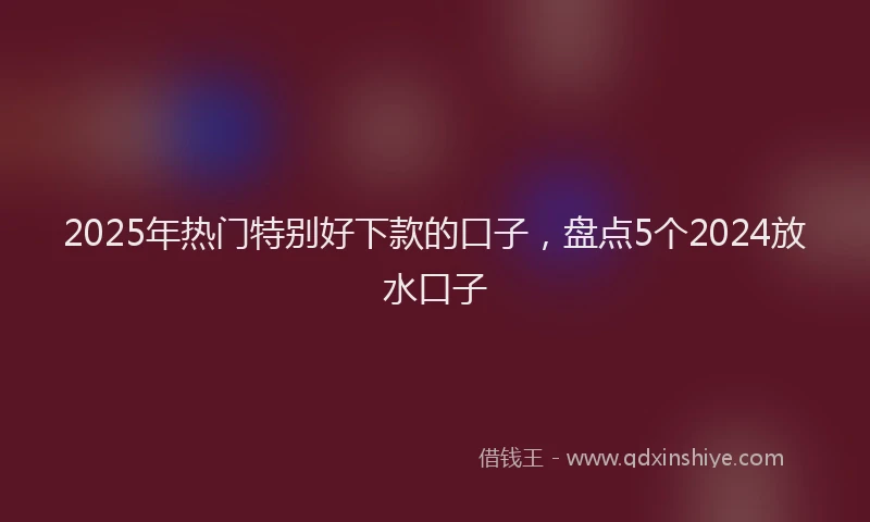 2025年热门特别好下款的口子，盘点5个2024放水口子