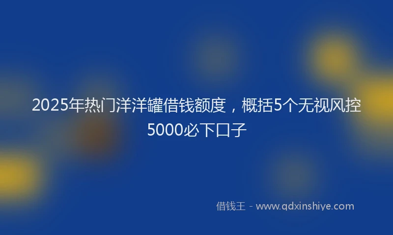 2025年热门洋洋罐借钱额度，概括5个无视风控5000必下口子