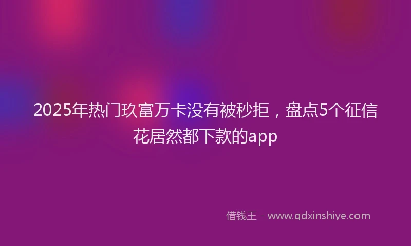 2025年热门玖富万卡没有被秒拒，盘点5个征信花居然都下款的app