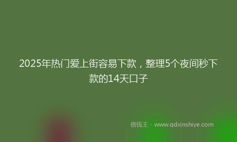2025年热门爱上街容易下款，整理5个夜间秒下款的14天口子
